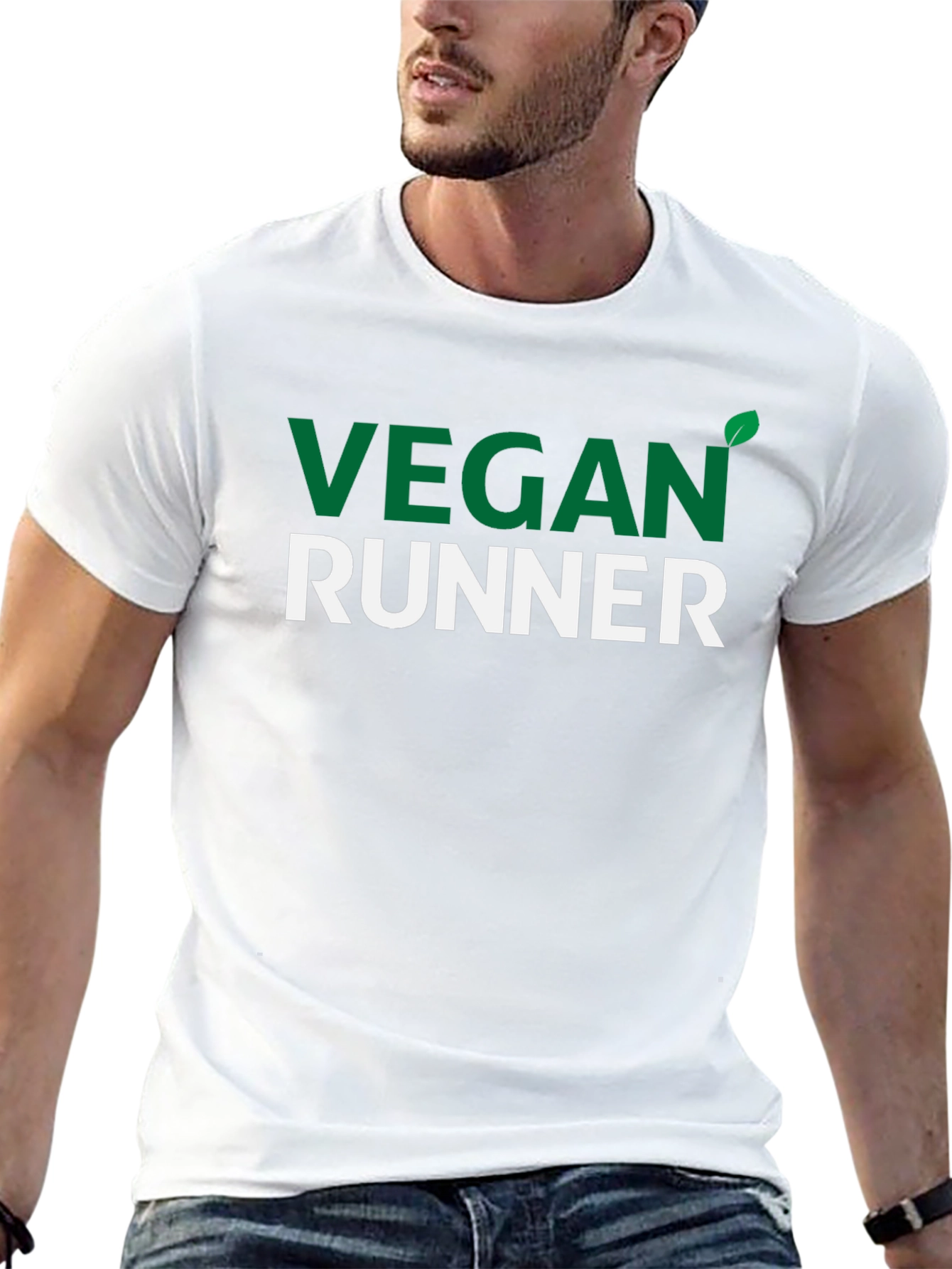Vegan Runner T-Shirt - Green & White