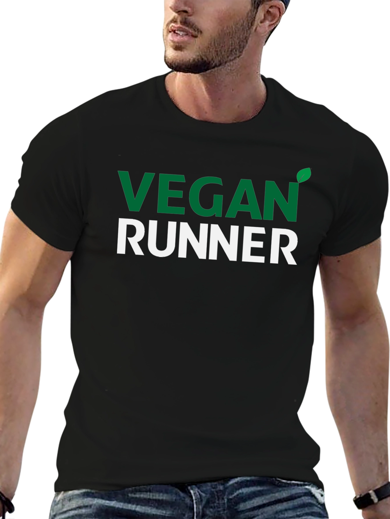 Vegan Runner T-Shirt - Green & White