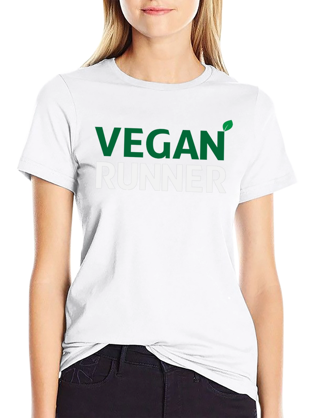Vegan Runner T-Shirt - Green & White