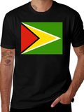 Guyana Flag T-Shirt Black Cotton Tee