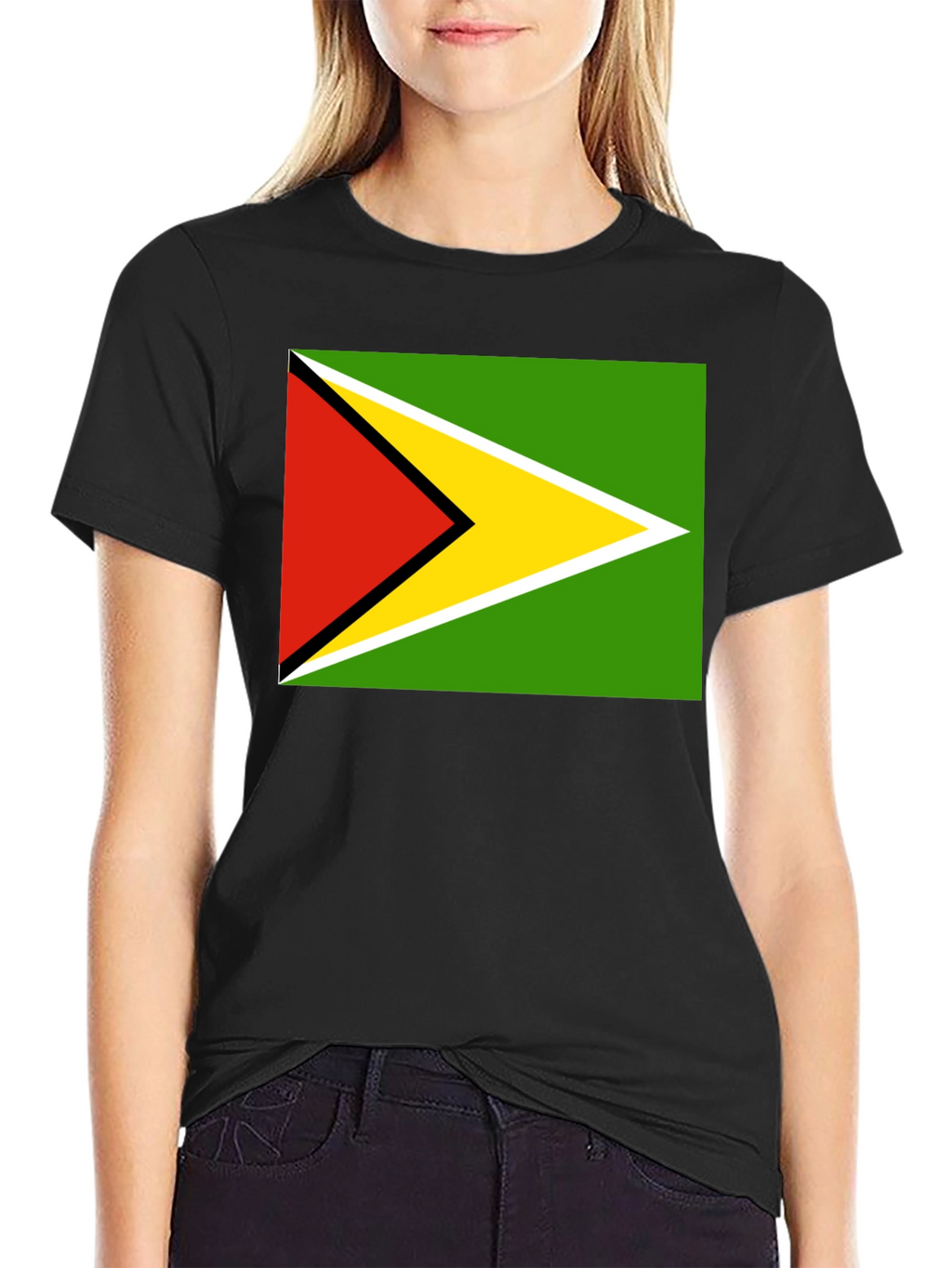 Guyana Flag T-Shirt Black Cotton Tee