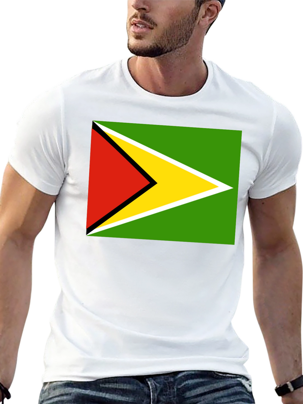 Guyana Flag T-Shirt Black Cotton Tee