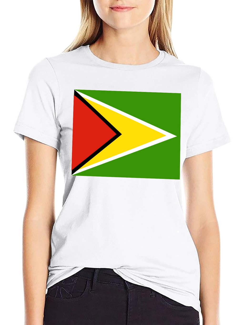 Guyana Flag T-Shirt Black Cotton Tee