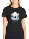 Winter Deer Graphic Tee - Black