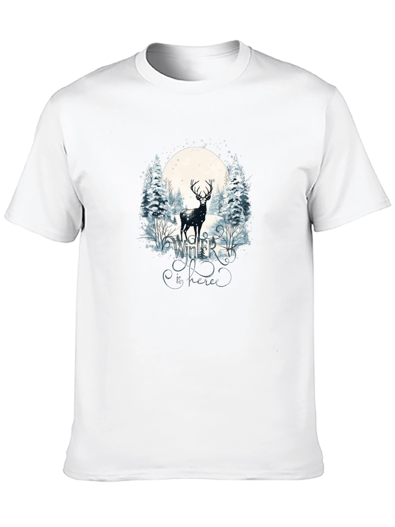 Winter Deer Graphic Tee - Black