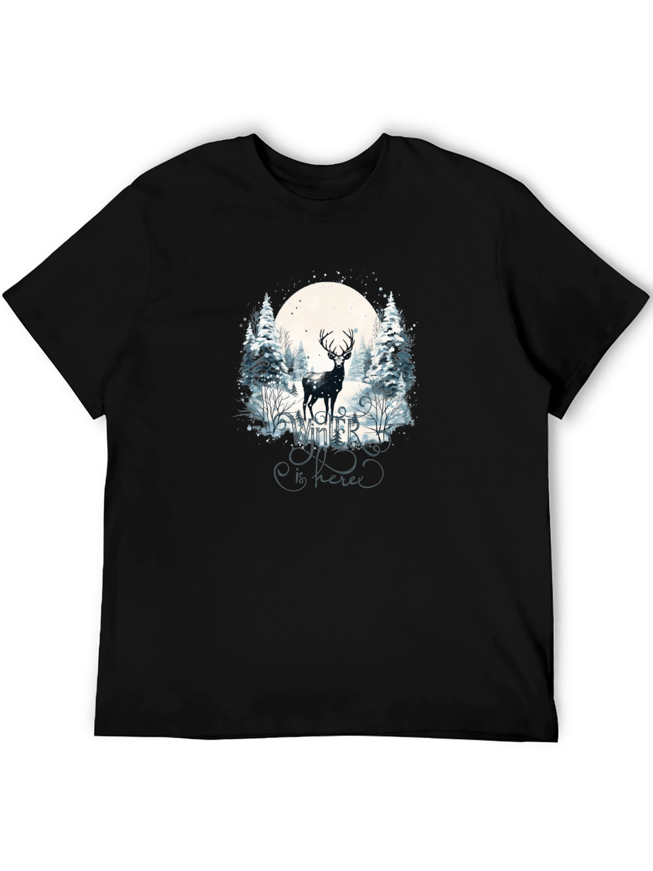 Winter Deer Graphic Tee - Black