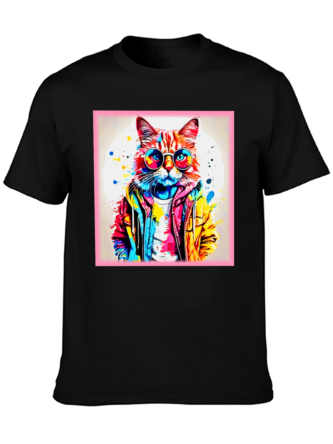 Cool Cat Graphic Tee - Colorful Art Design