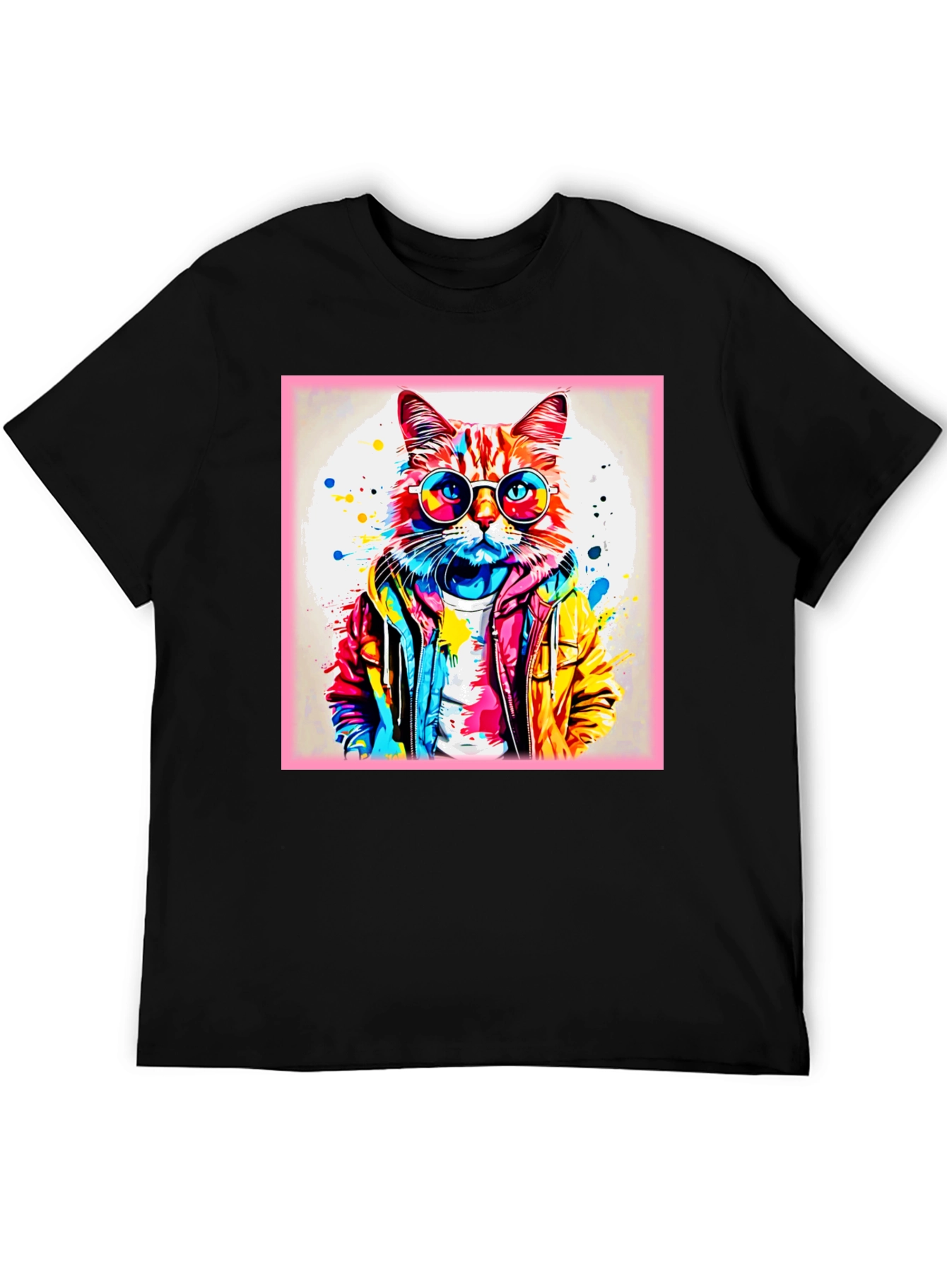 Cool Cat Graphic Tee - Colorful Art Design