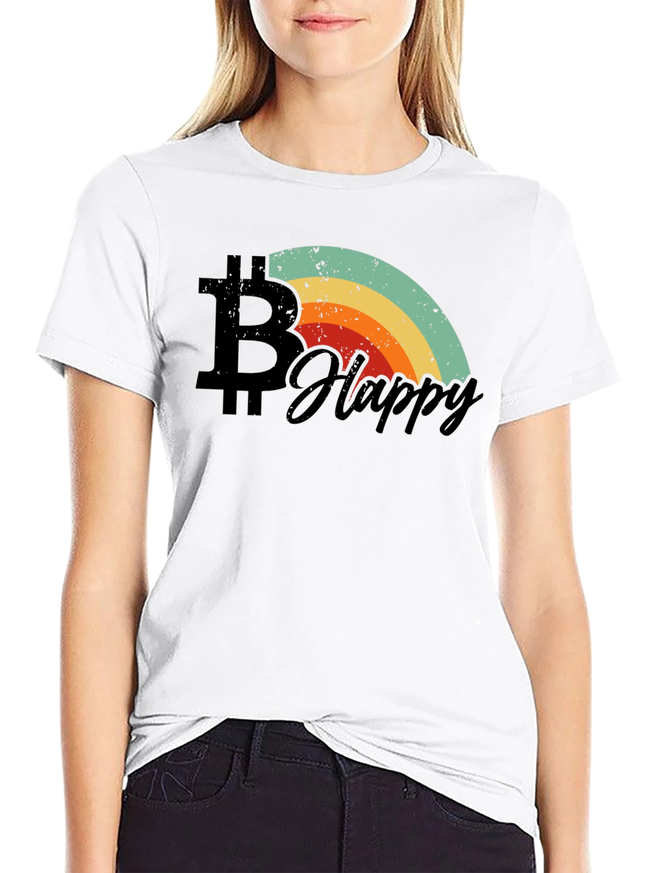 Bitcoin Happy Rainbow Graphic Tee - Black