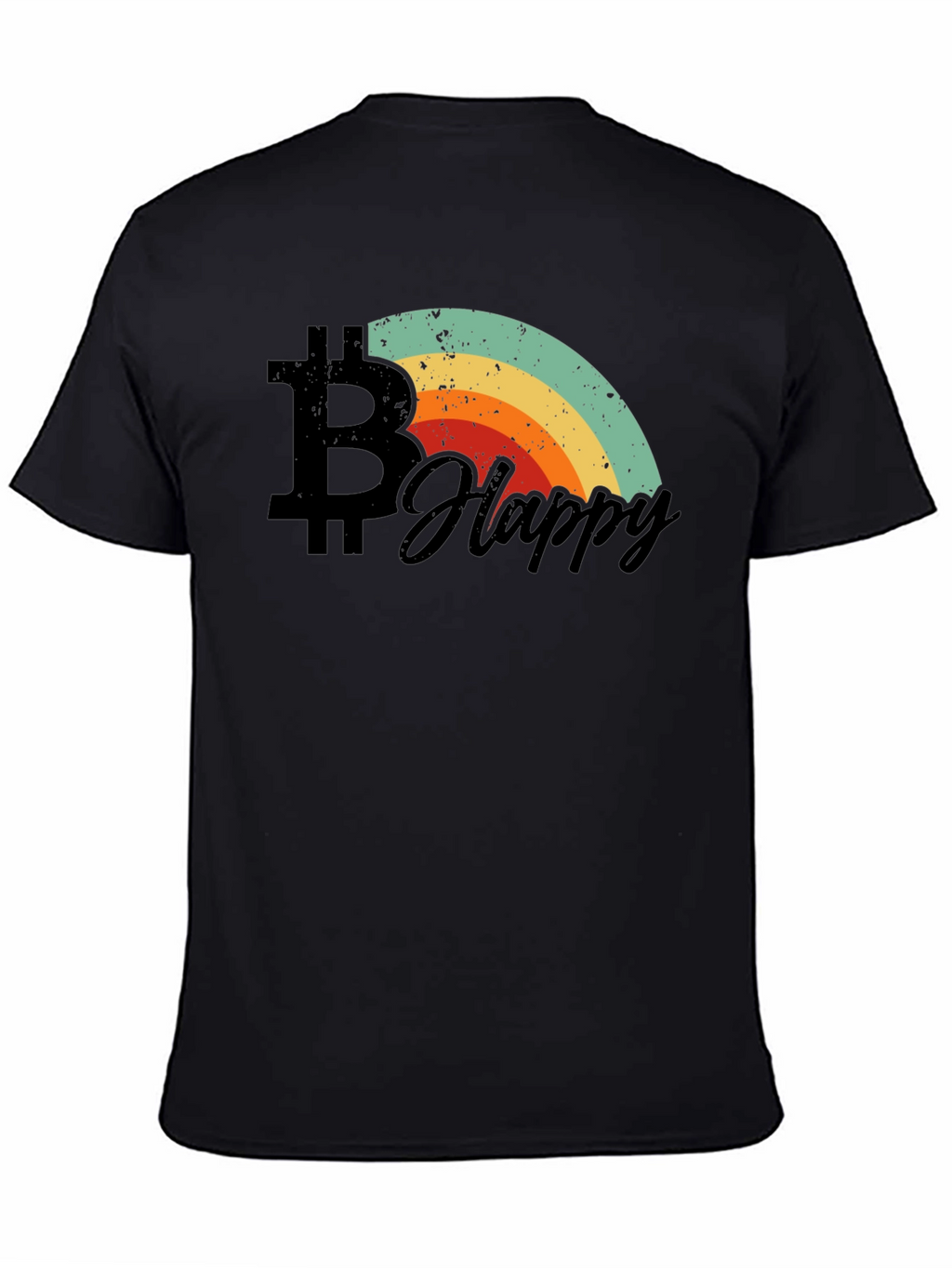 Bitcoin Happy Rainbow Graphic Tee - Black