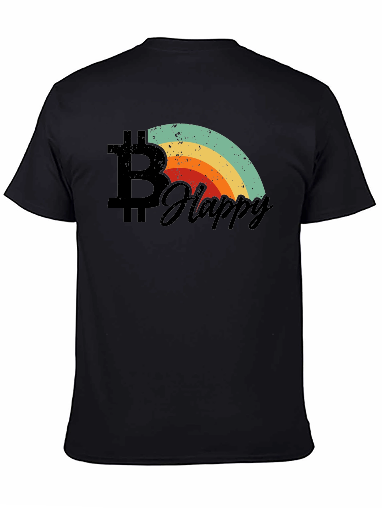 Bitcoin Happy Rainbow Graphic Tee - Black