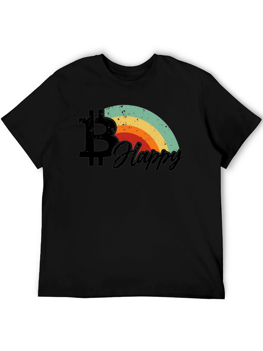 Bitcoin Happy Rainbow Graphic Tee - Black