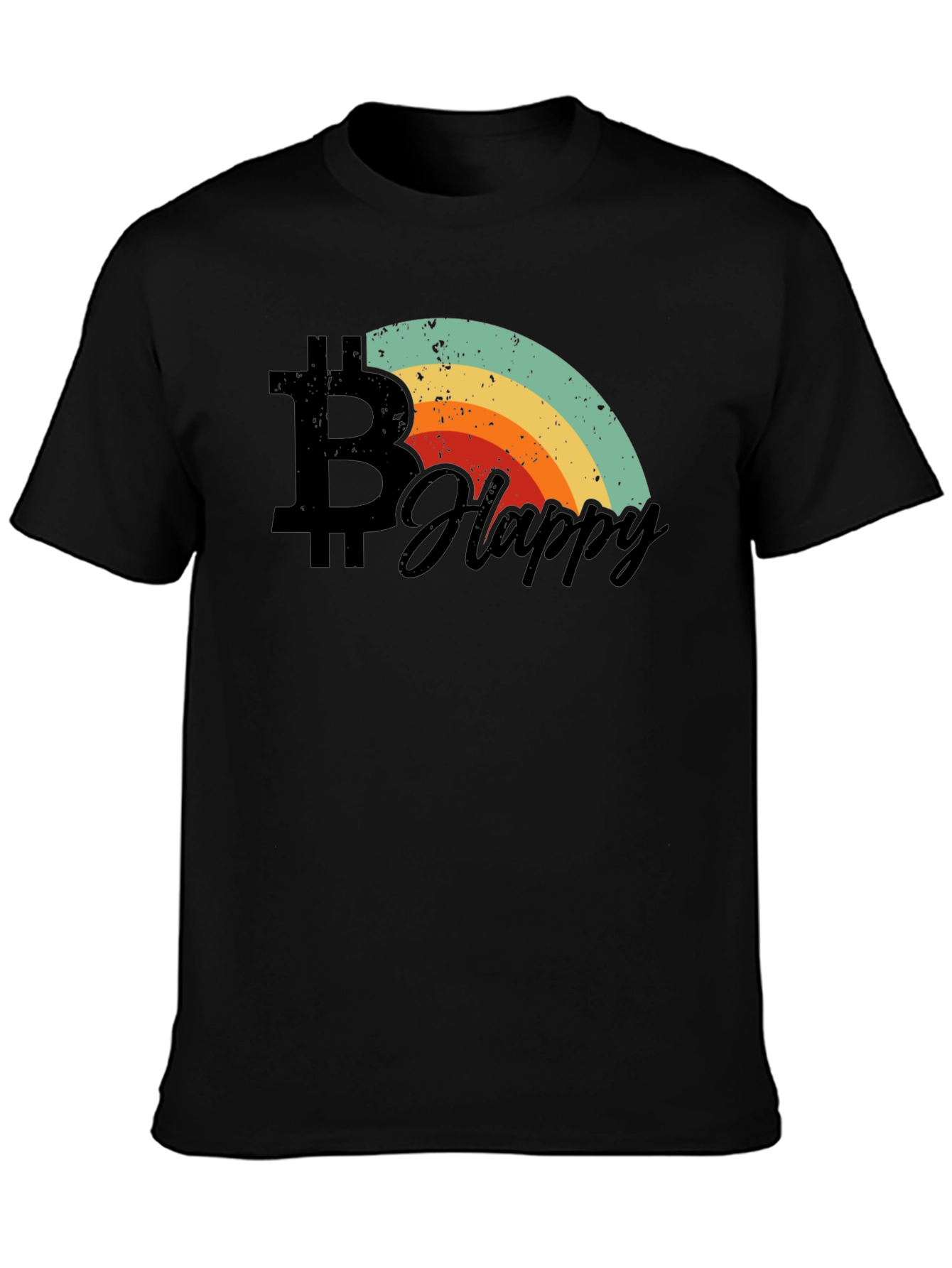 Bitcoin Happy Rainbow Graphic Tee - Black