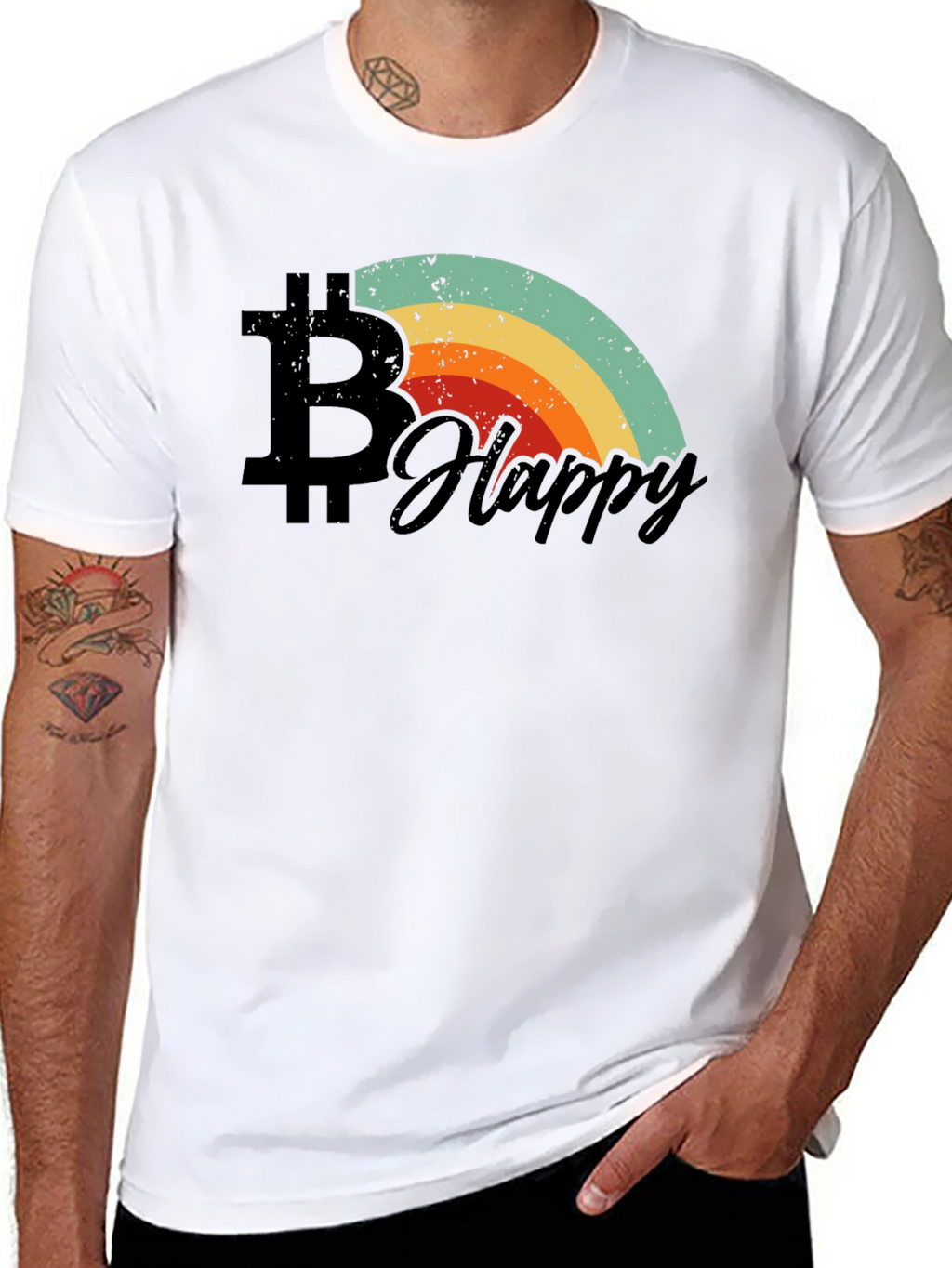 Bitcoin Happy Rainbow Graphic Tee - Black