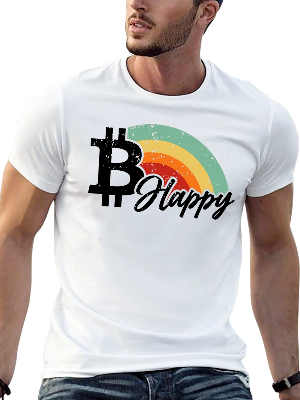 Bitcoin Happy Rainbow Graphic Tee - Black