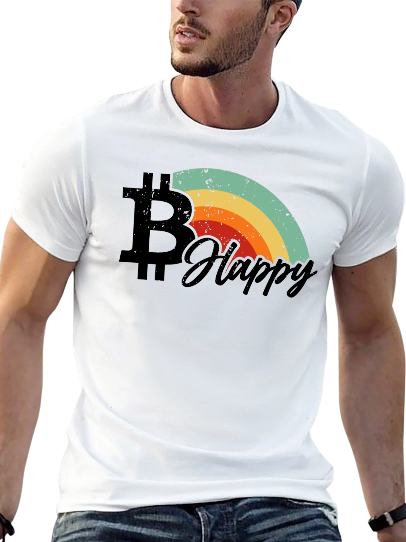 Bitcoin Happy Rainbow Graphic Tee - Black