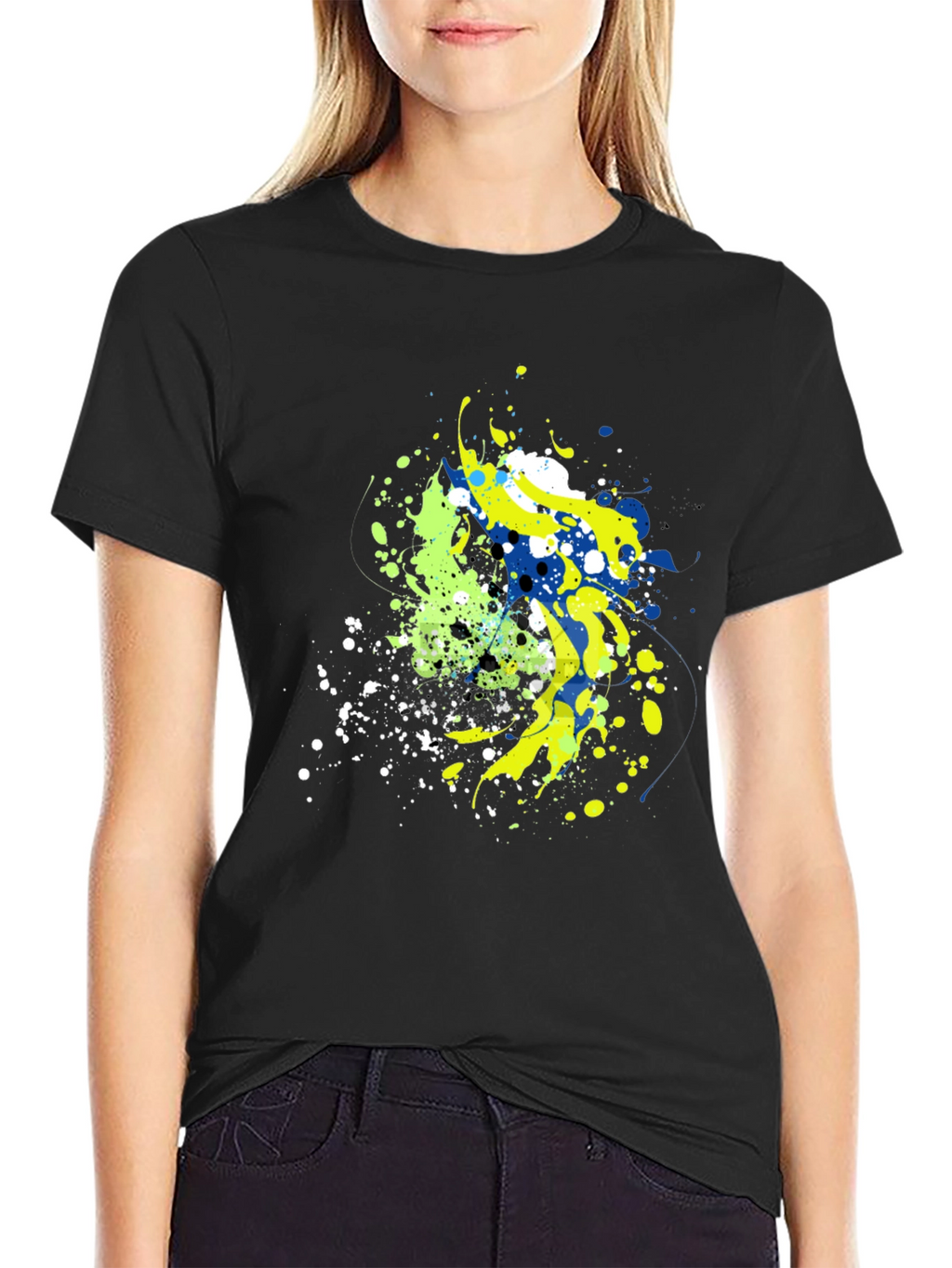 Abstract Splatter Graphic Mens Black T-Shirt