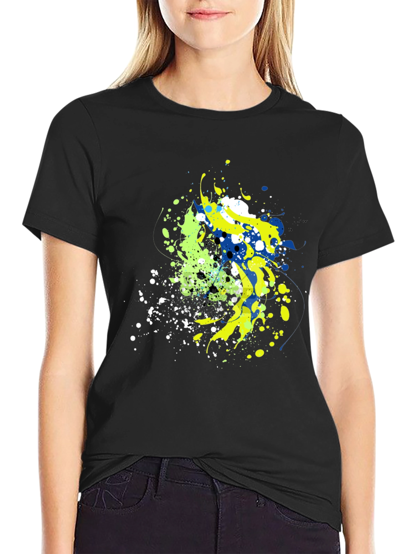 Abstract Splatter Graphic Mens Black T-Shirt