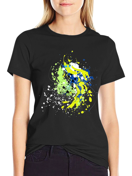 Abstract Splatter Graphic Mens Black T-Shirt