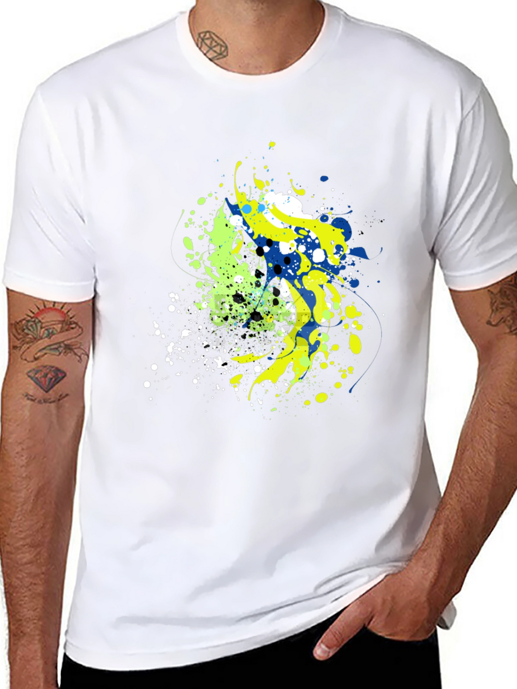Abstract Splatter Graphic Mens Black T-Shirt