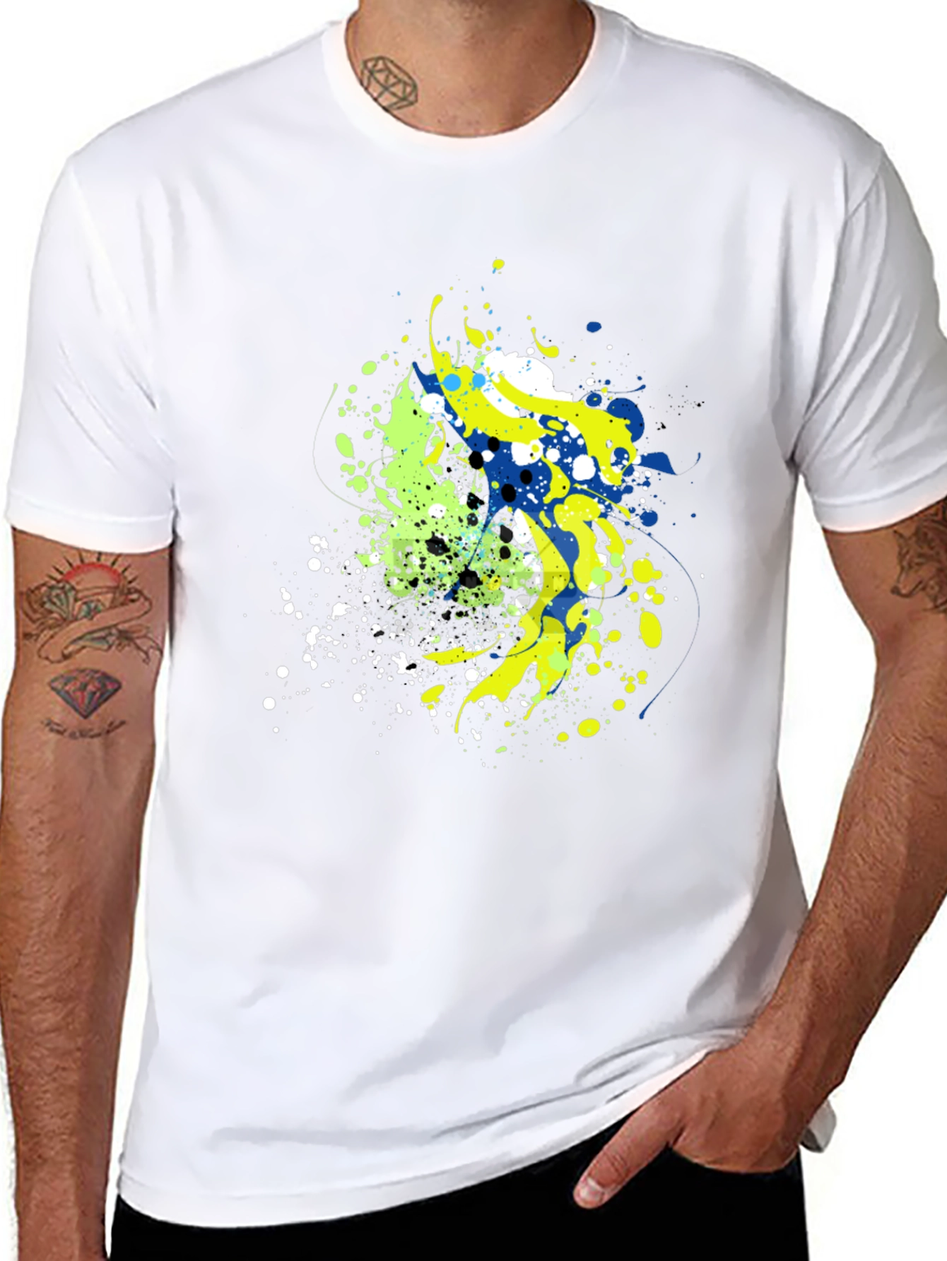 Abstract Splatter Graphic Mens Black T-Shirt