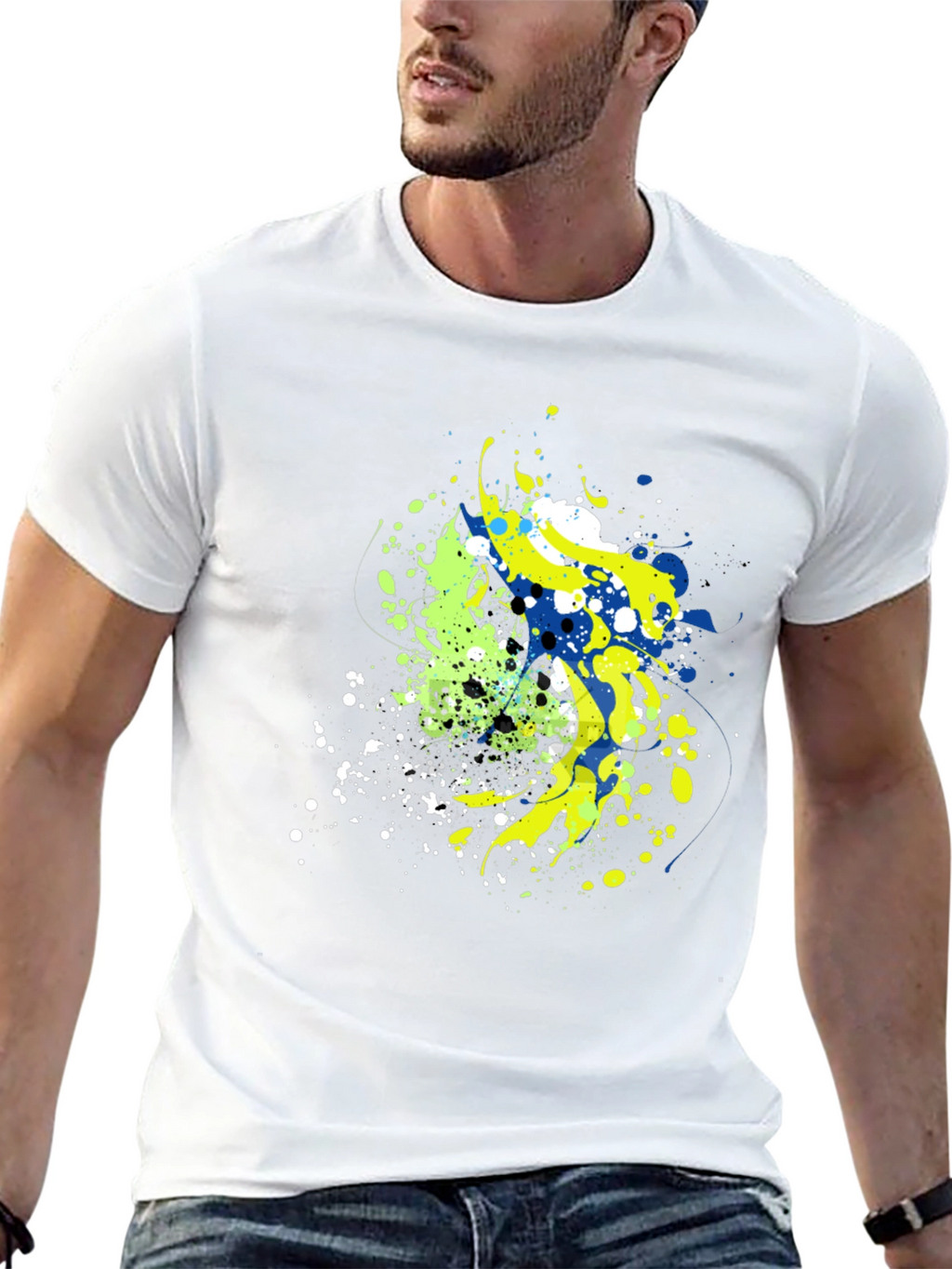 Abstract Splatter Graphic Mens Black T-Shirt