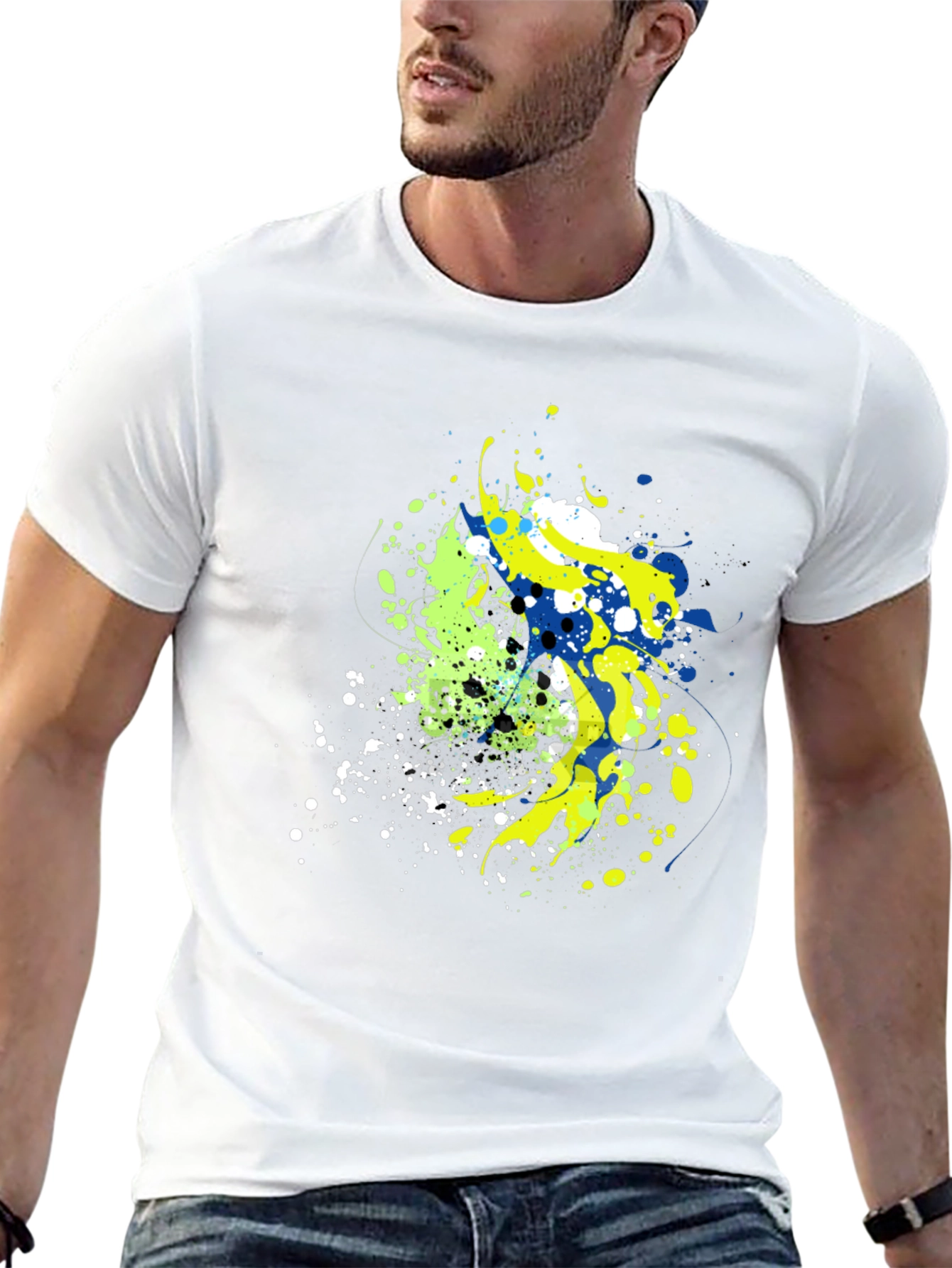 Abstract Splatter Graphic Mens Black T-Shirt