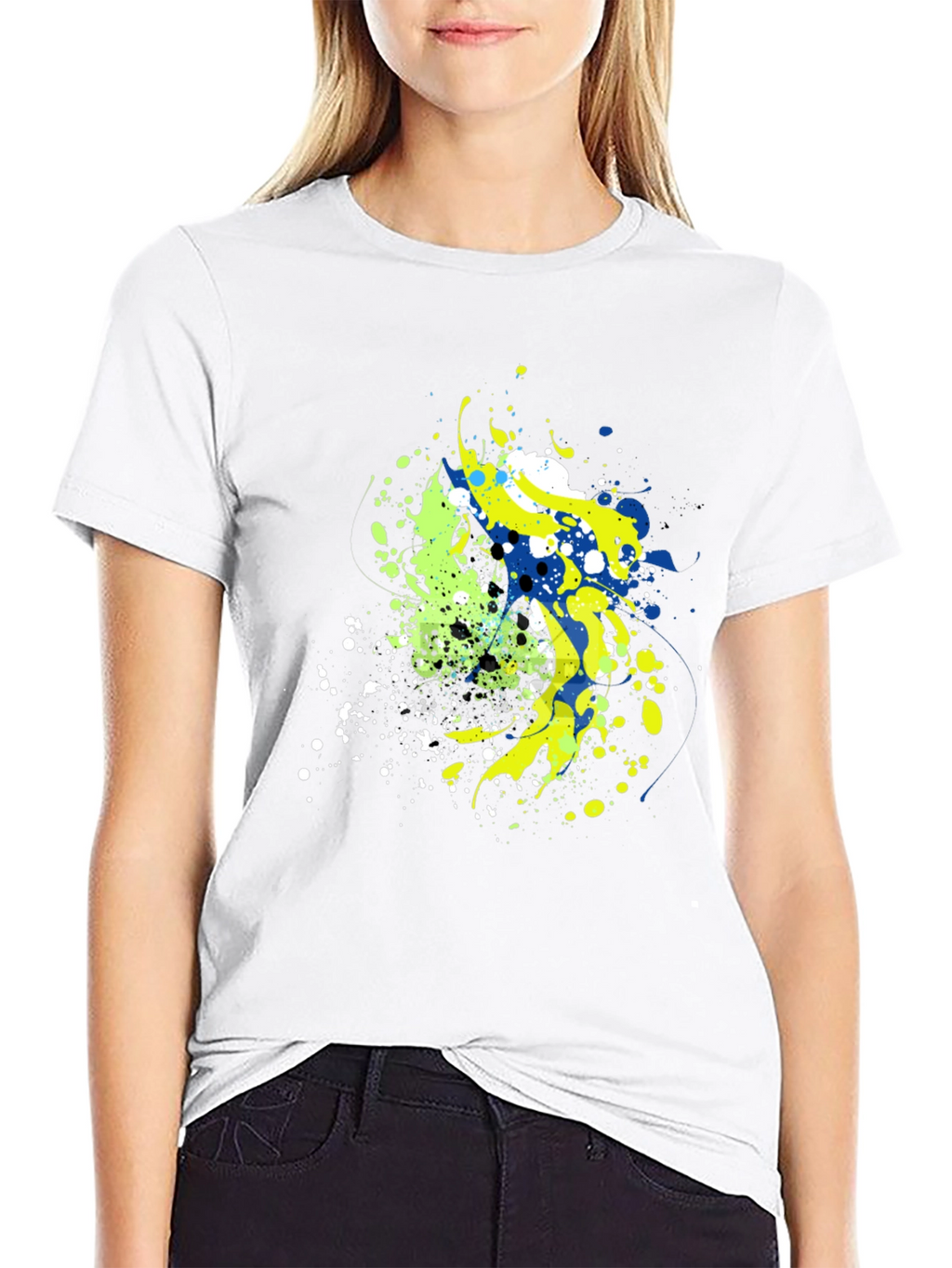 Abstract Splatter Graphic Mens Black T-Shirt