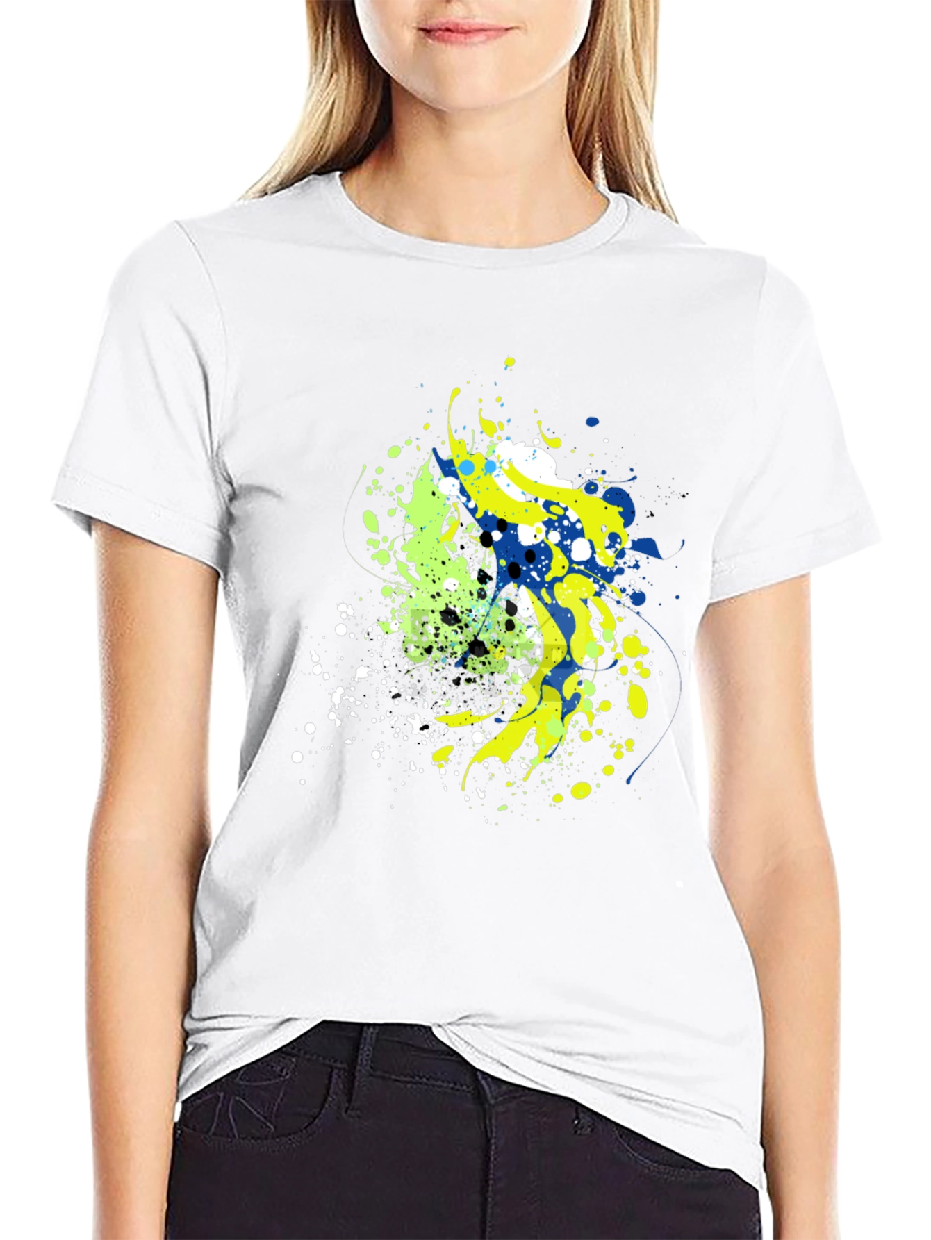 Abstract Splatter Graphic Mens Black T-Shirt