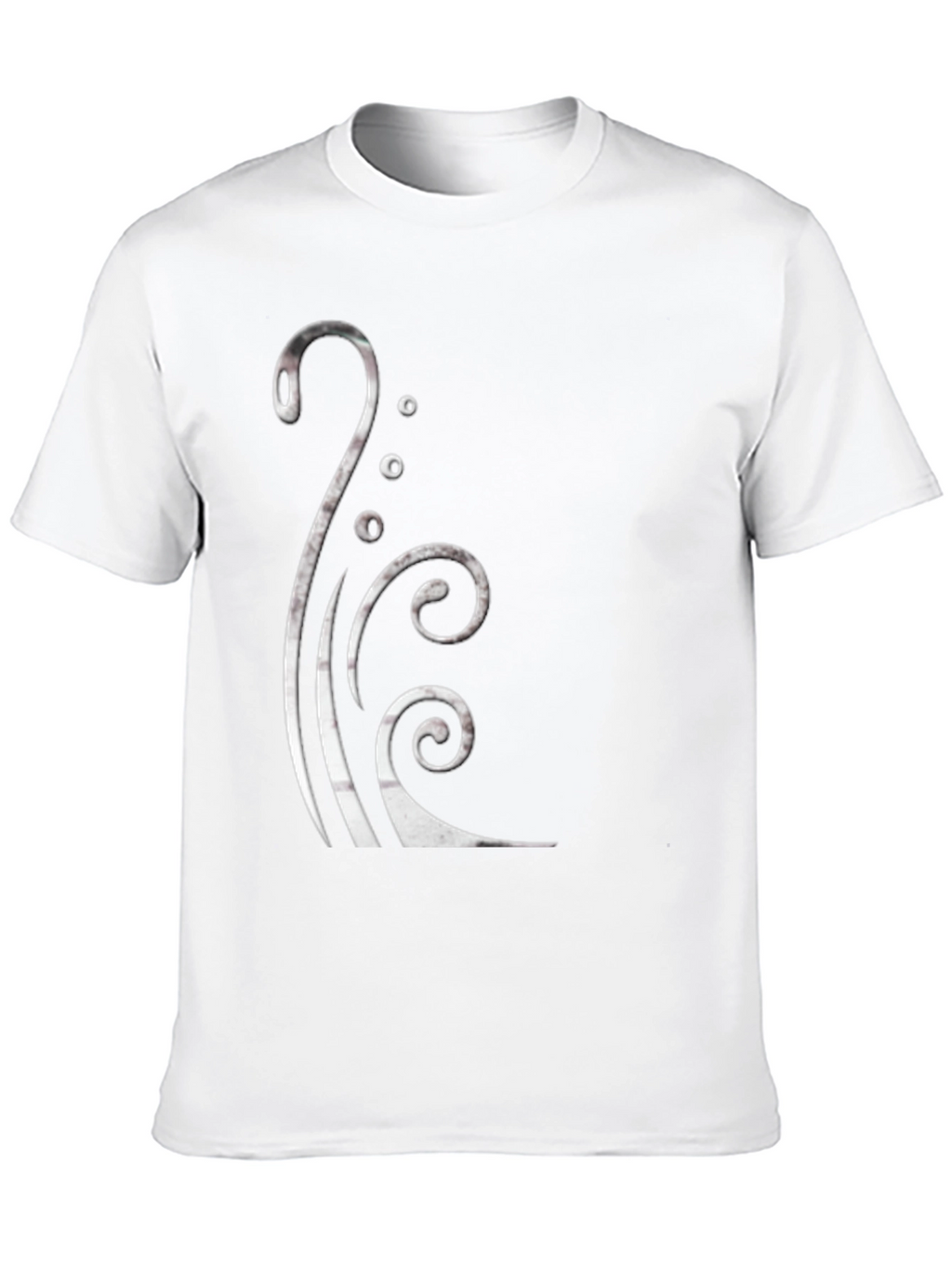 Black Graphic Tee with Silver Swirl Design