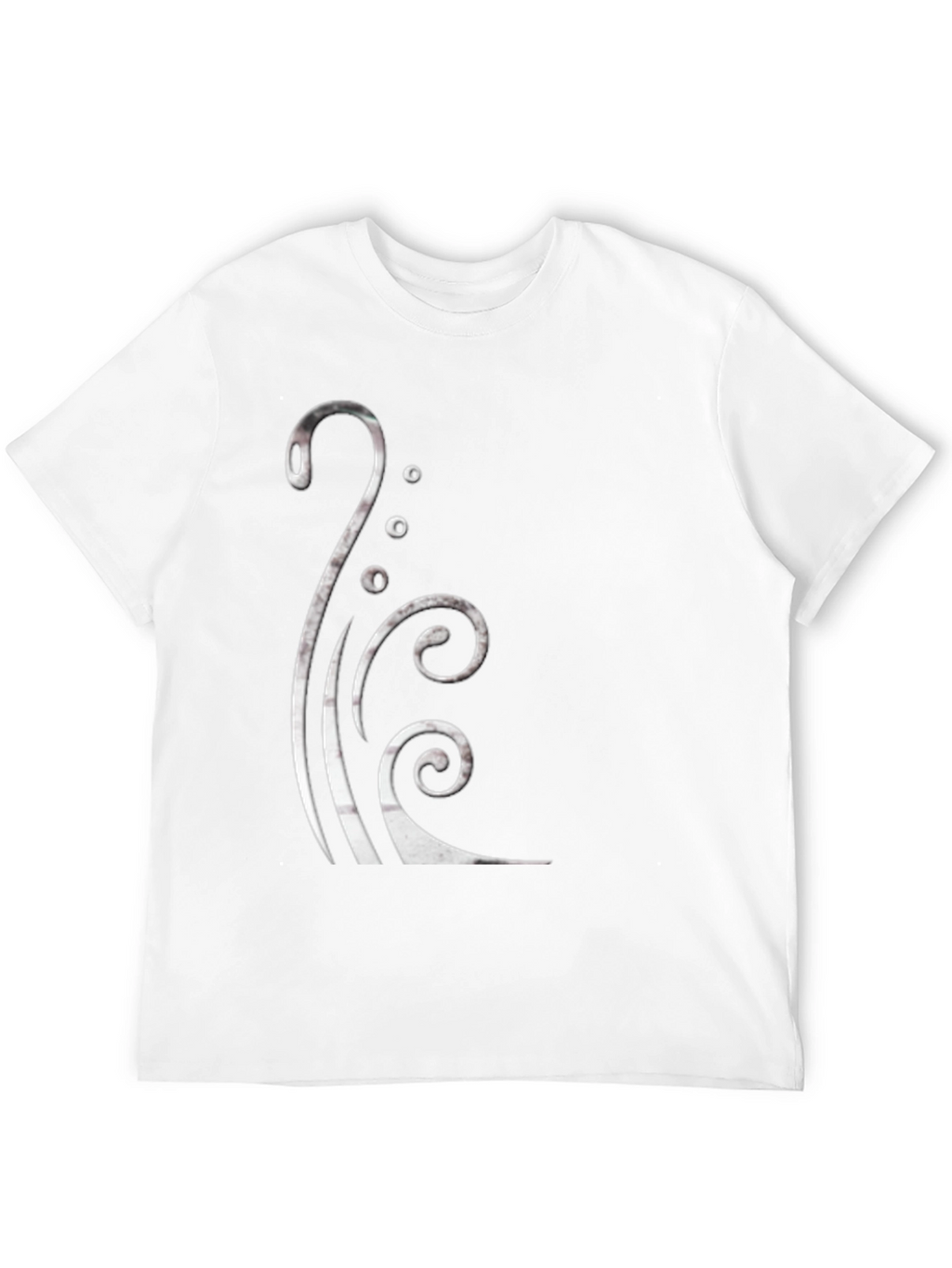 Black Graphic Tee with Silver Swirl Design