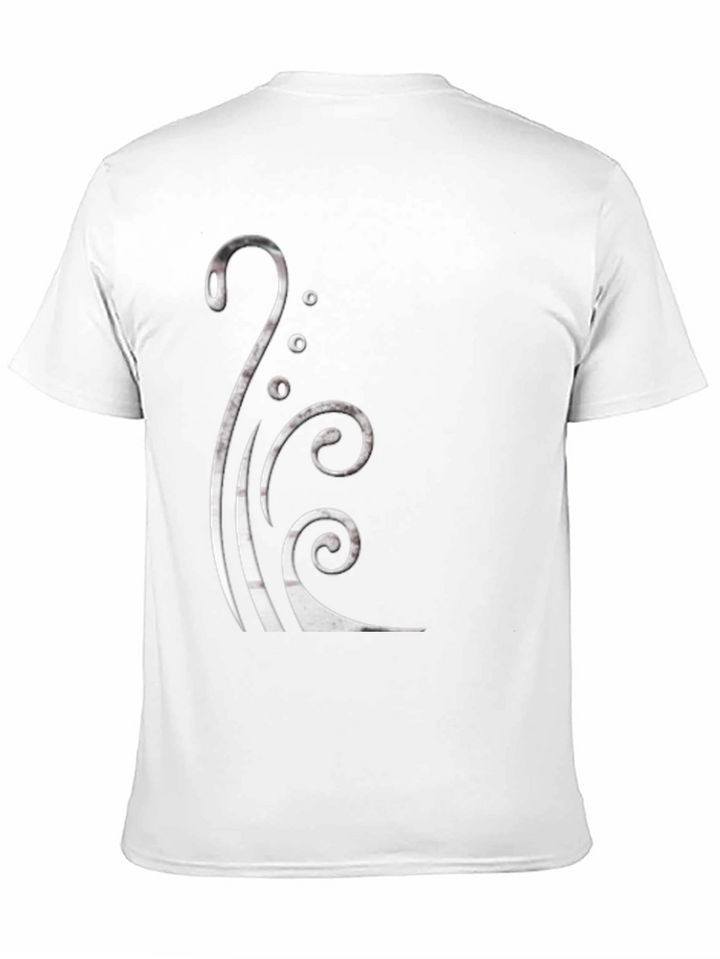 Black Graphic Tee with Silver Swirl Design