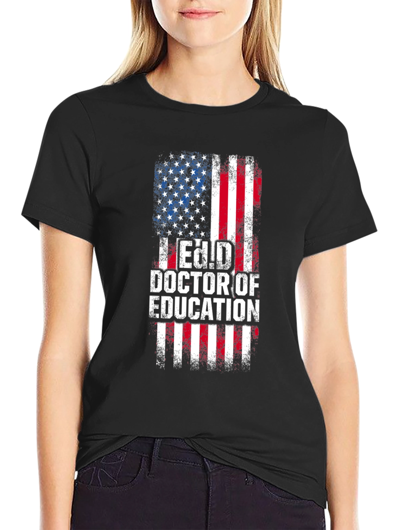 Ed.D. Doctor of Education American Flag Graphic T-Shirt