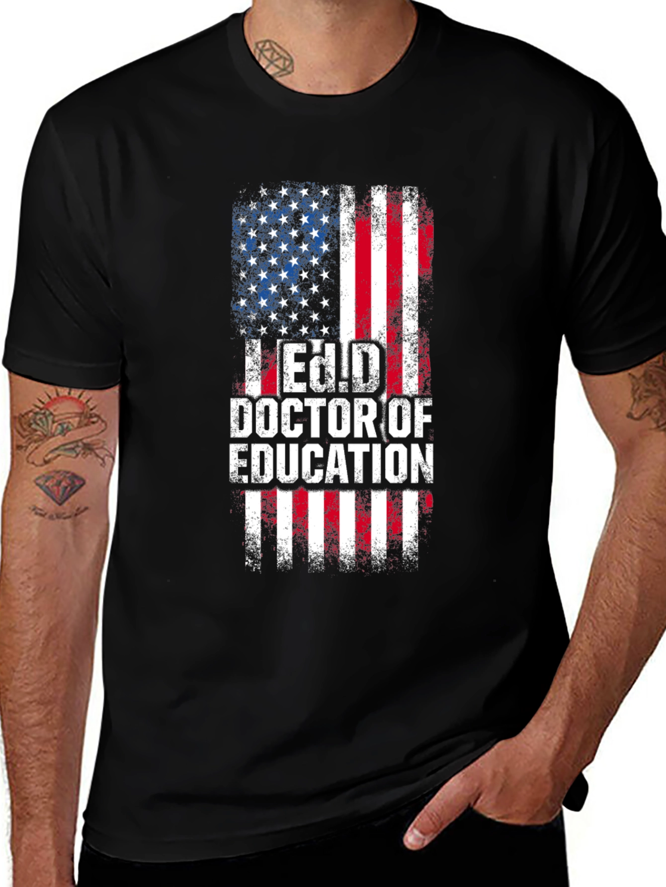 Ed.D. Doctor of Education American Flag Graphic T-Shirt