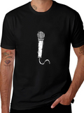 Microphone Graphic Print T-Shirt - Black