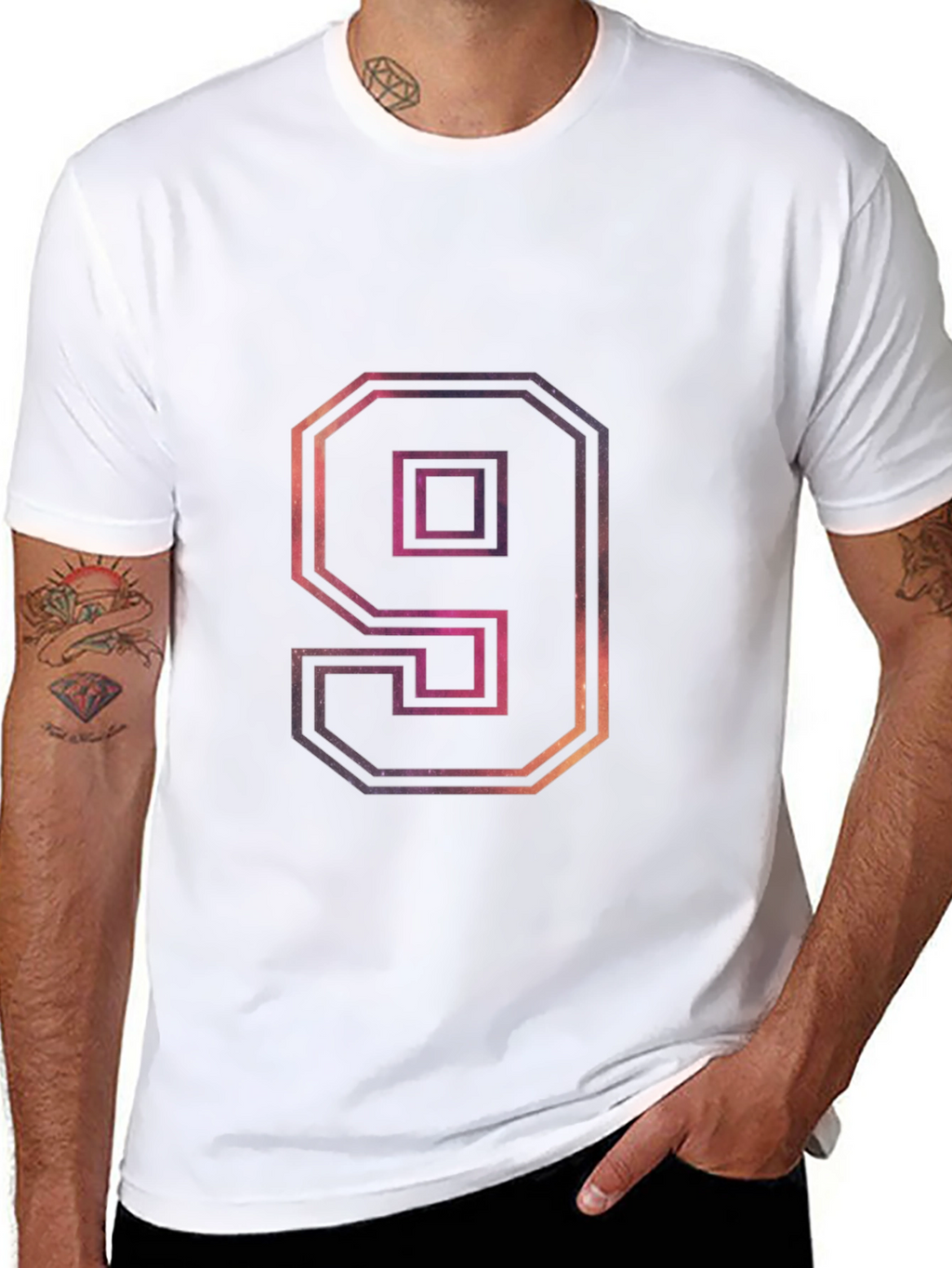 Number 9 Galaxy Graphic Tee - Trendy Design