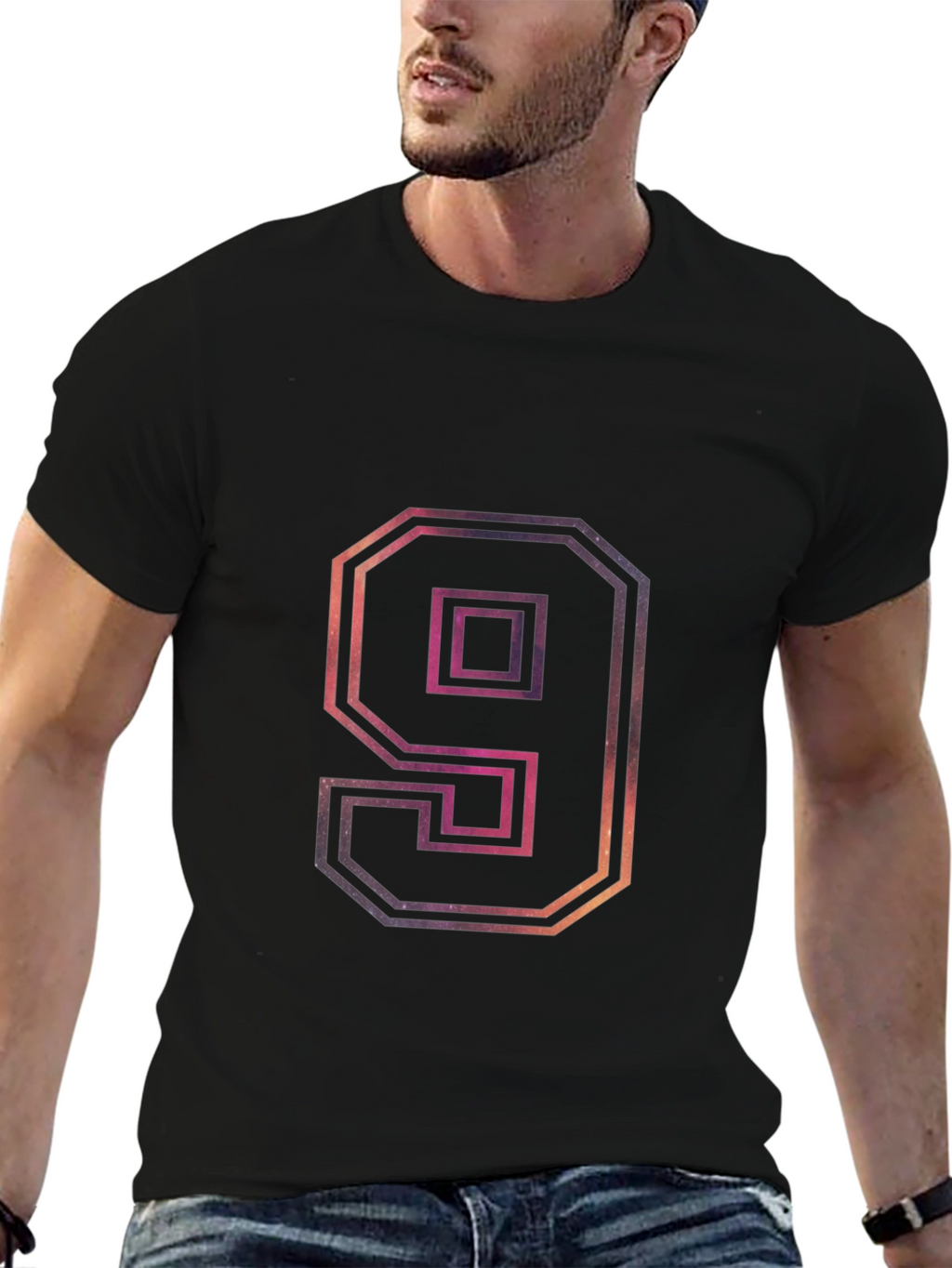 Number 9 Galaxy Graphic Tee - Trendy Design