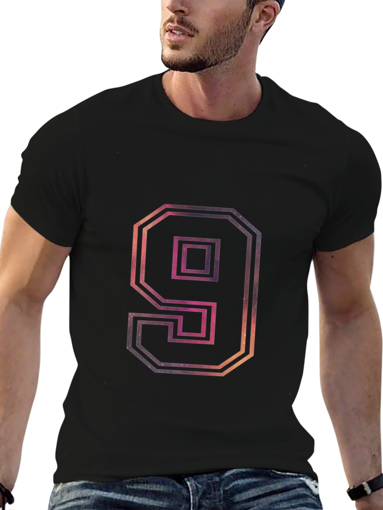 Number 9 Galaxy Graphic Tee - Trendy Design