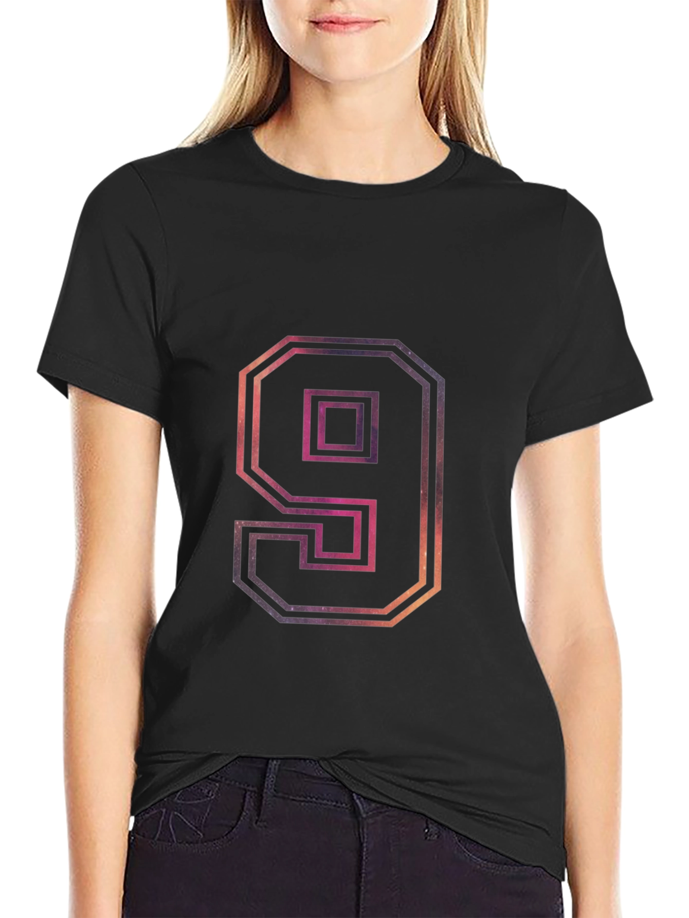 Number 9 Galaxy Graphic Tee - Trendy Design
