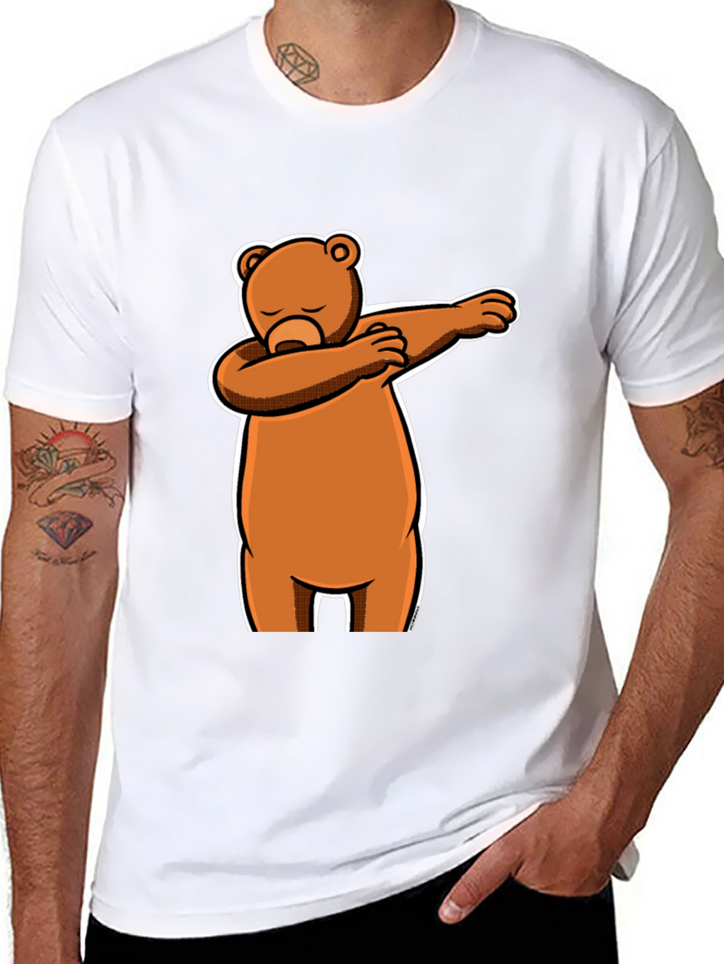 Dabbing Bear Black T-Shirt - Fun Cartoon Graphic Tee