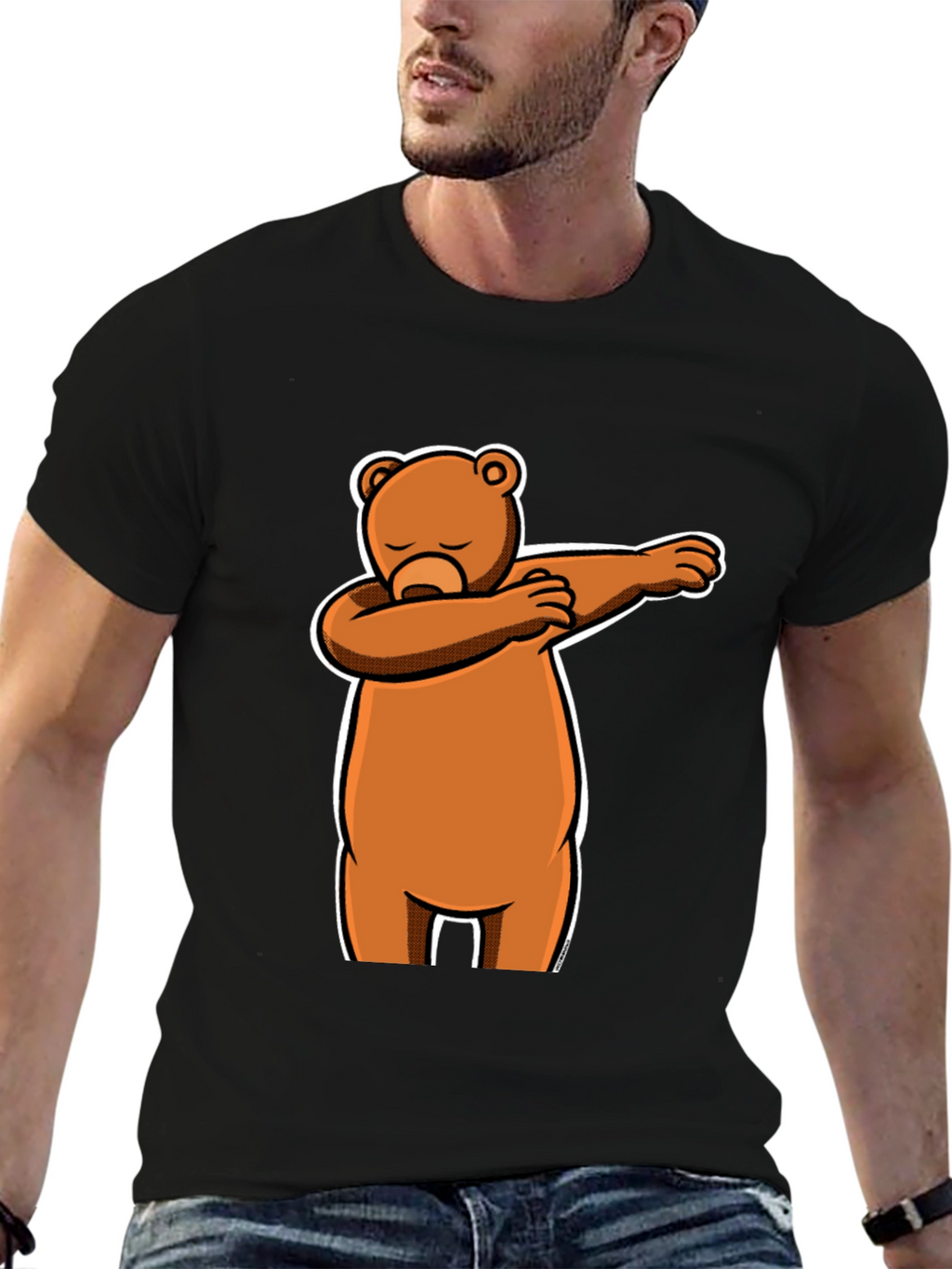 Dabbing Bear Black T-Shirt - Fun Cartoon Graphic Tee