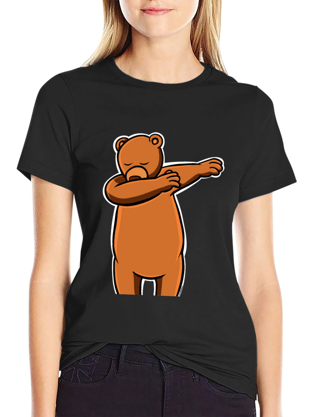Dabbing Bear Black T-Shirt - Fun Cartoon Graphic Tee