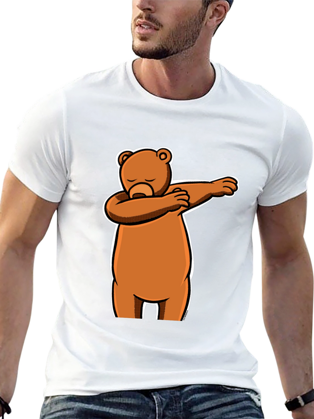 Dabbing Bear Black T-Shirt - Fun Cartoon Graphic Tee