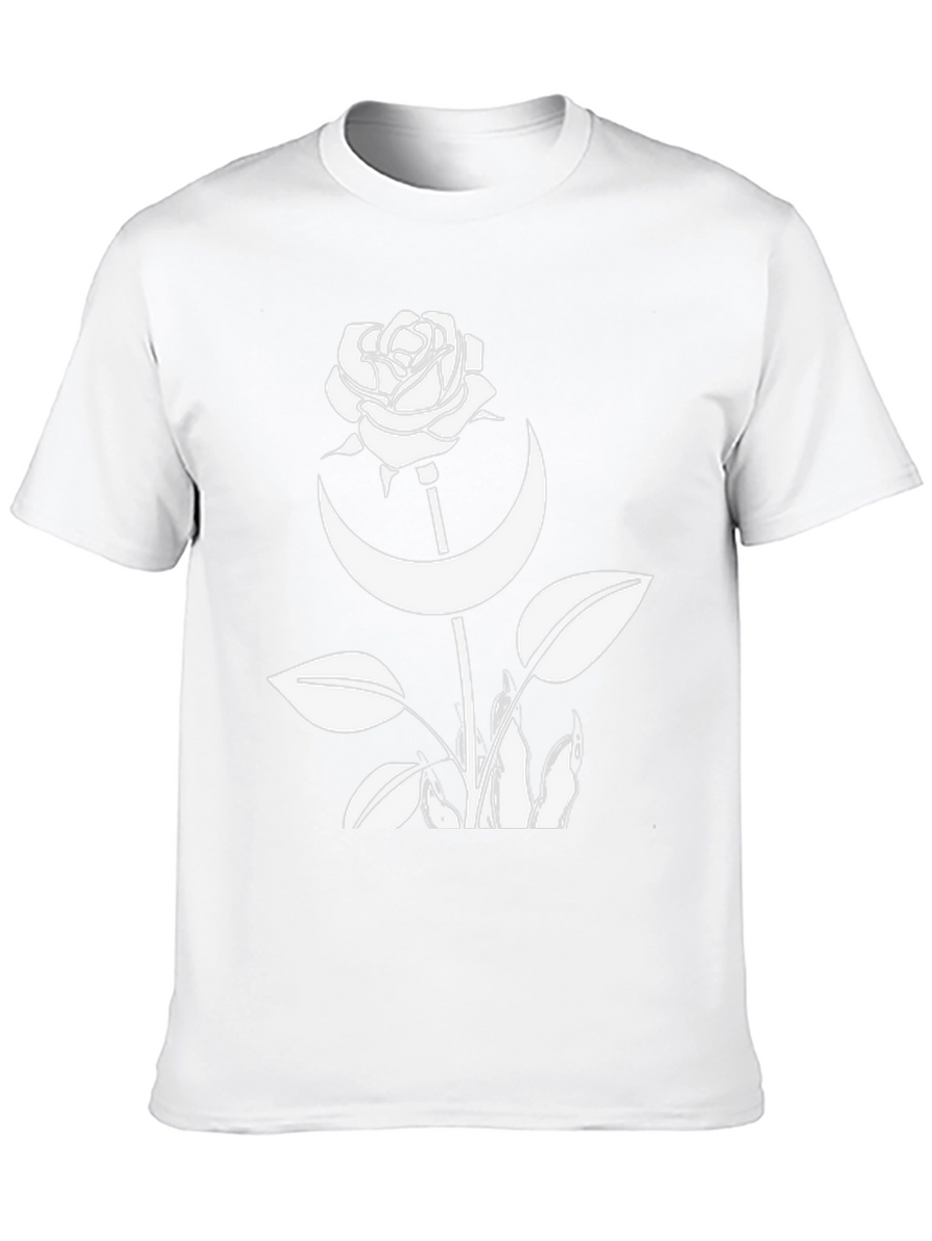 Rose & Crescent Moon Graphic Black T-Shirt