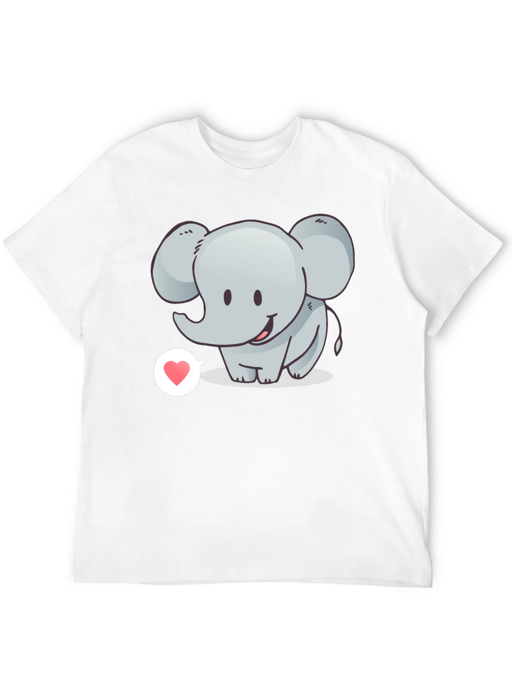 Cute Elephant with Heart T-Shirt - Black