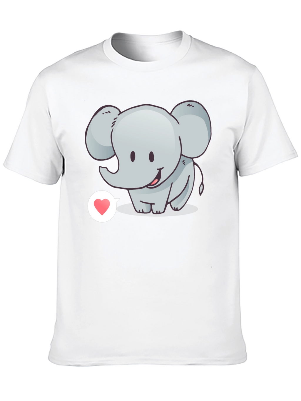 Cute Elephant with Heart T-Shirt - Black
