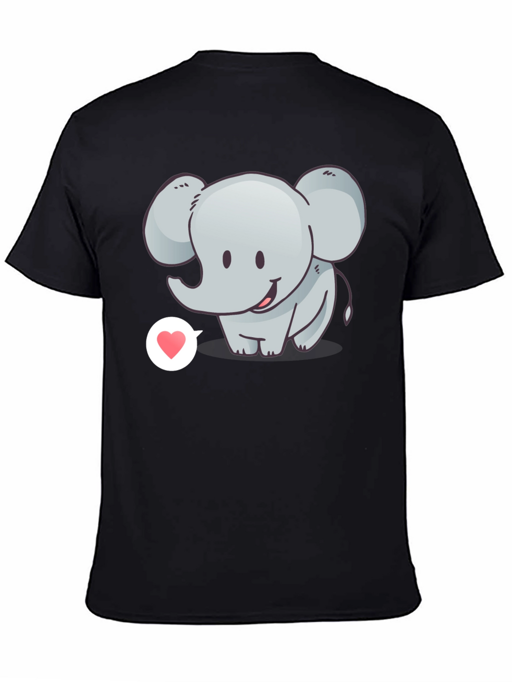 Cute Elephant with Heart T-Shirt - Black