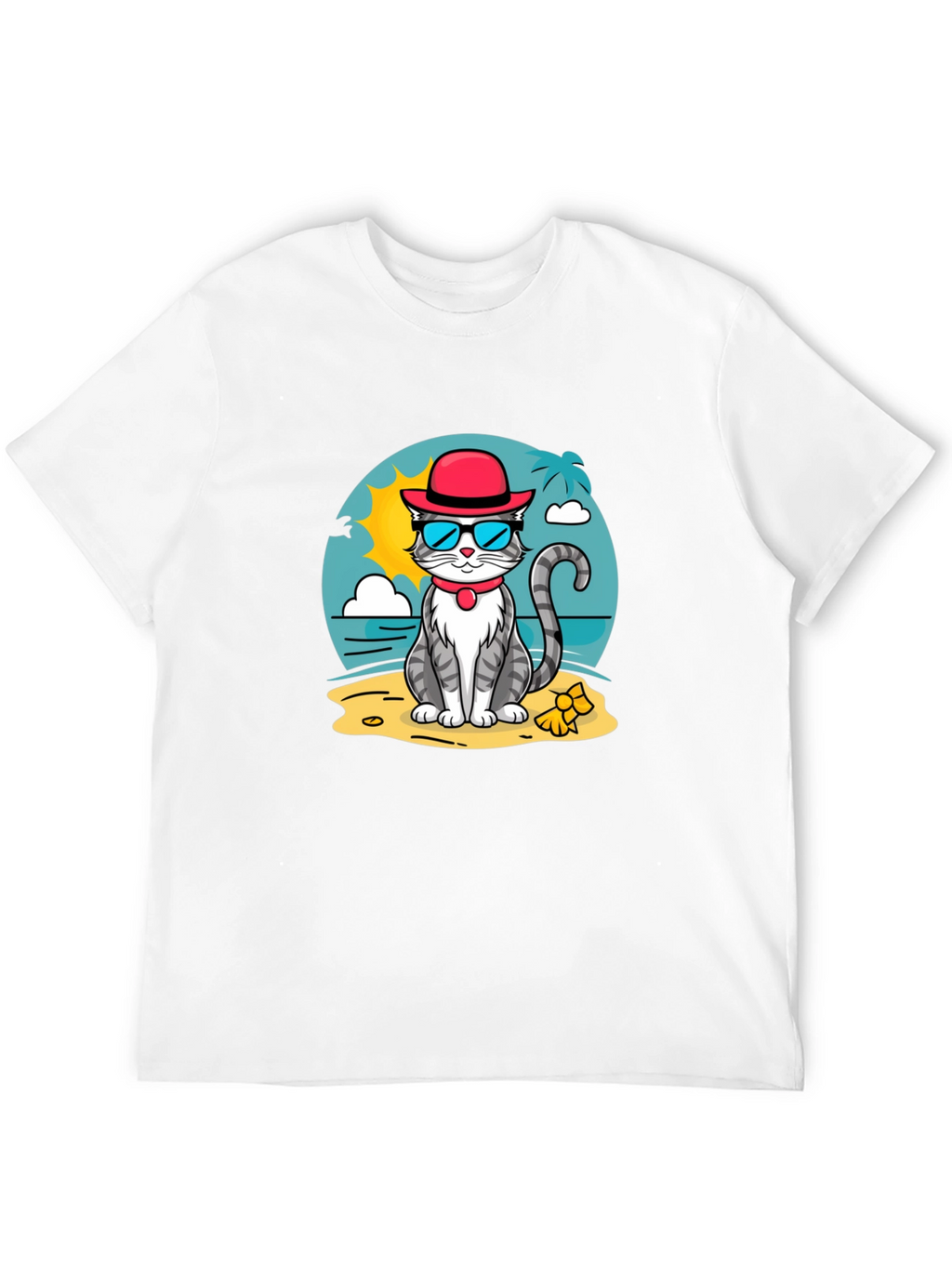 Cool Cat Beach T-Shirt - Summer Vibes