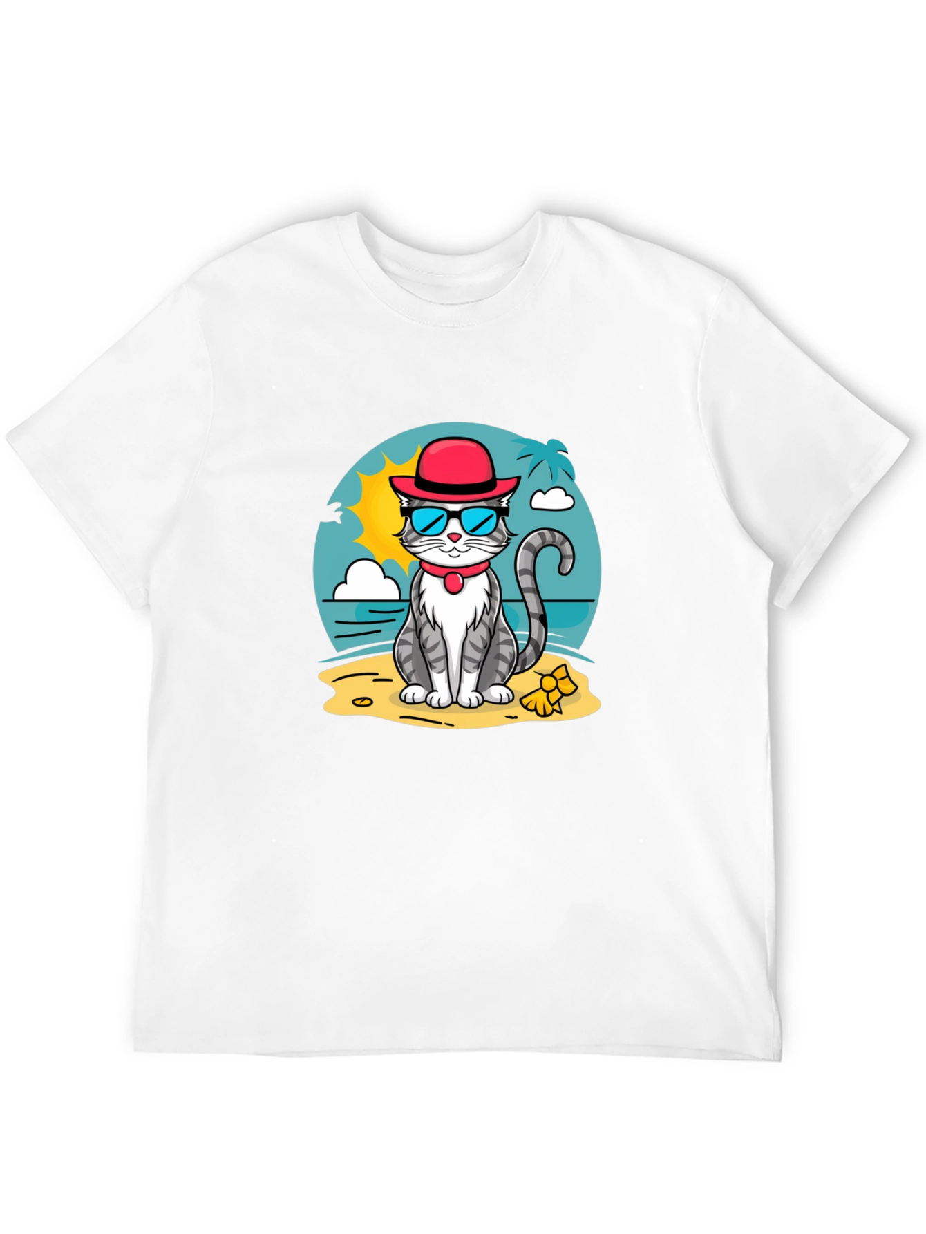Cool Cat Beach T-Shirt - Summer Vibes