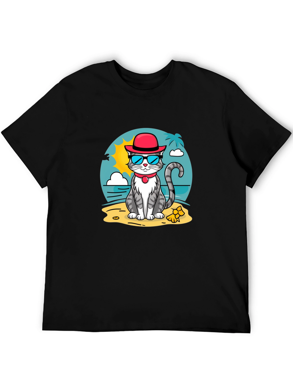 Cool Cat Beach T-Shirt - Summer Vibes